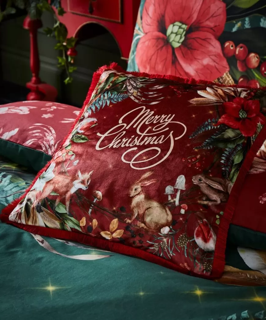 Christmas Decorations<Joe Browns Merry Christmas Wreath Cushion