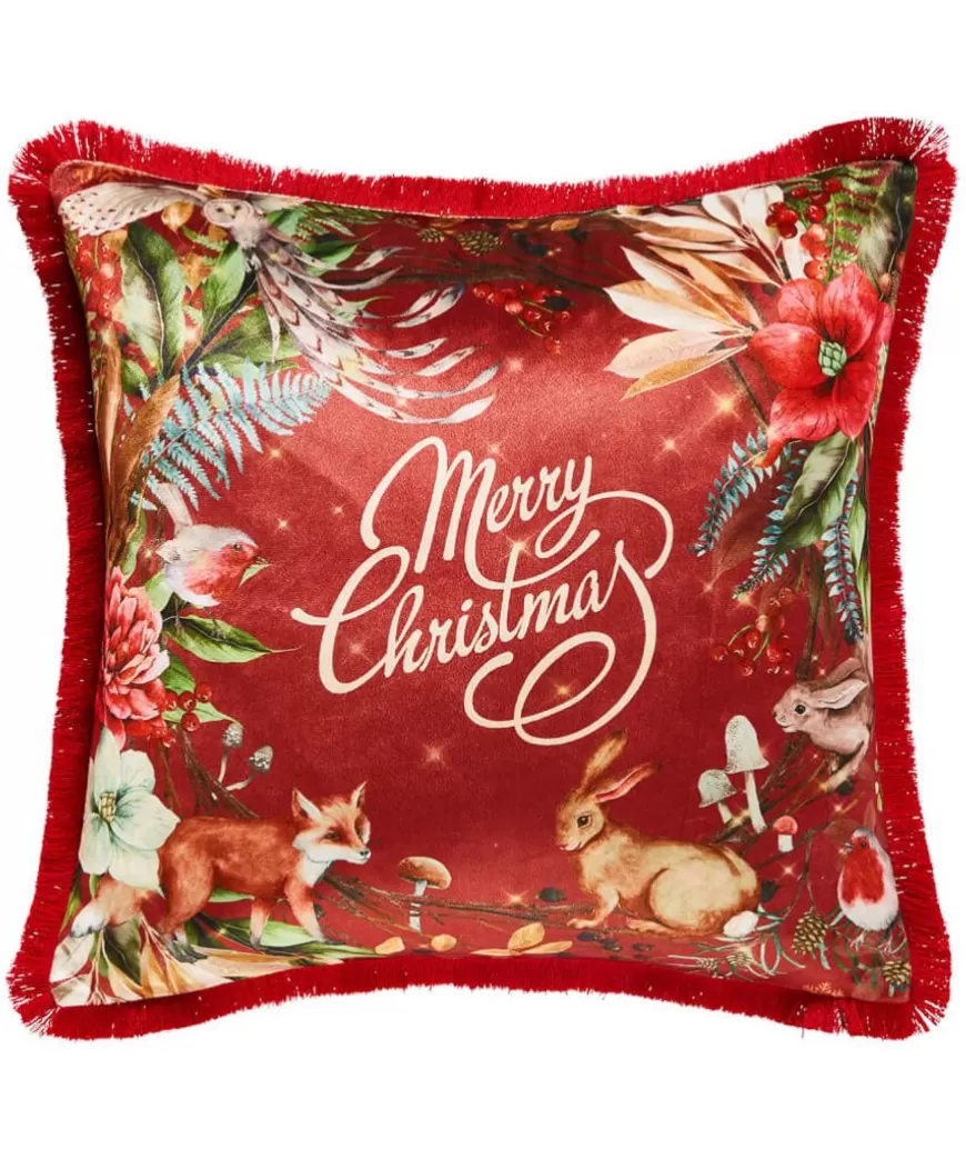 Christmas Decorations<Joe Browns Merry Christmas Wreath Cushion