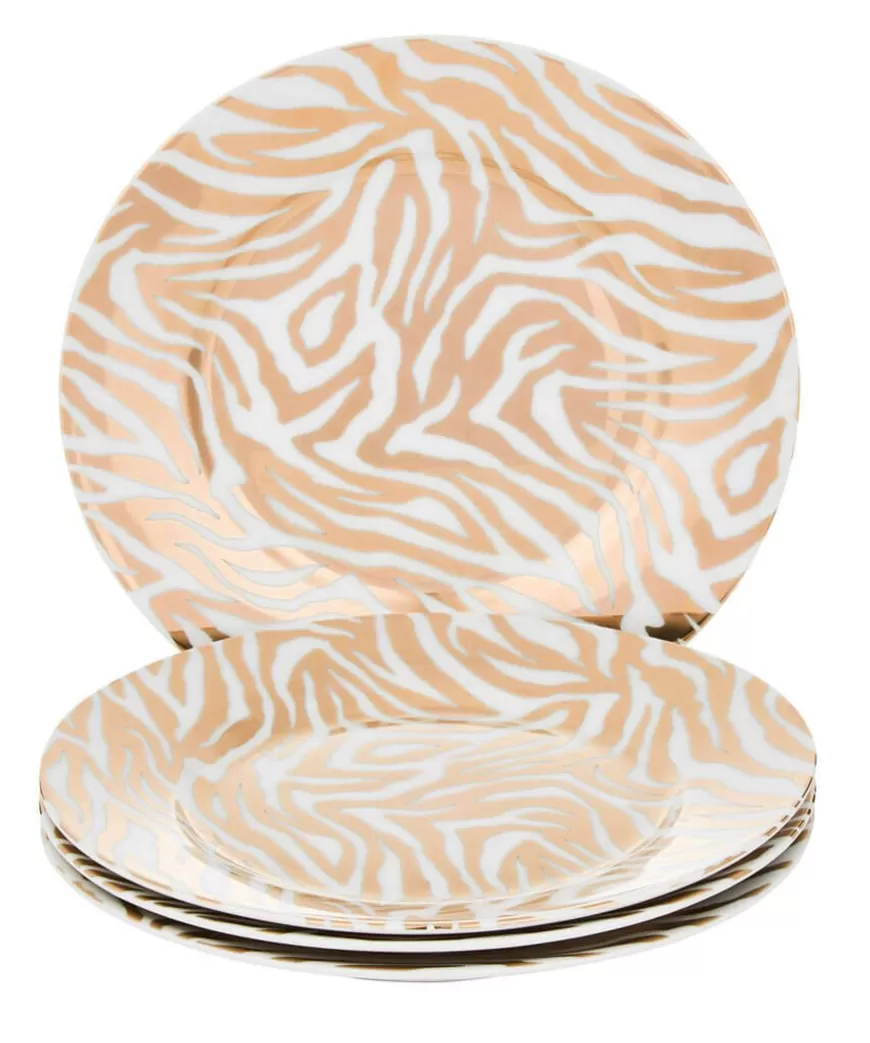 Nature Decor<Joe Browns Set Of 4 Gold Metallic Zebra Side Plates